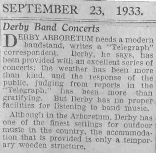 Newspaper cutting from the Derby Evening Telegraph, September 1933 